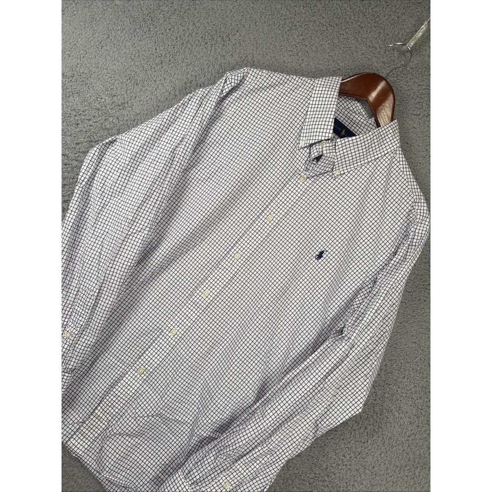 Polo Ralph‎ Lauren Shirt Men's XL CHECK BLUE PONY Long Sleeve Button Down
